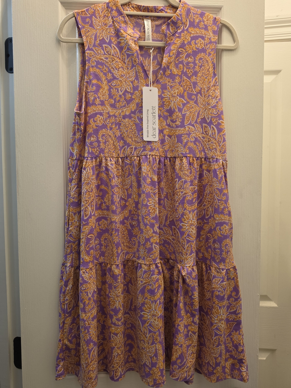 Scarlett Lavender and Mustard Paisley Tiered Sleeveless Dress